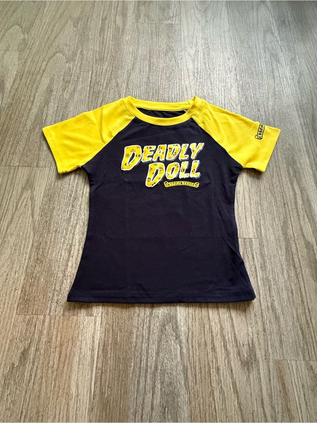 Deadly Doll Navy & Yellow Raglan Tee